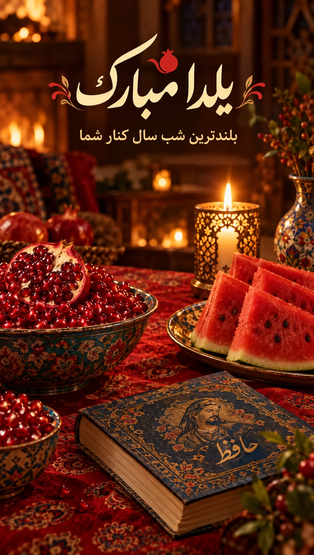 پرامپت پوستر: استوری تبریک شب یلدا ساخته‌شده با هوش مصنوعی در نقطه