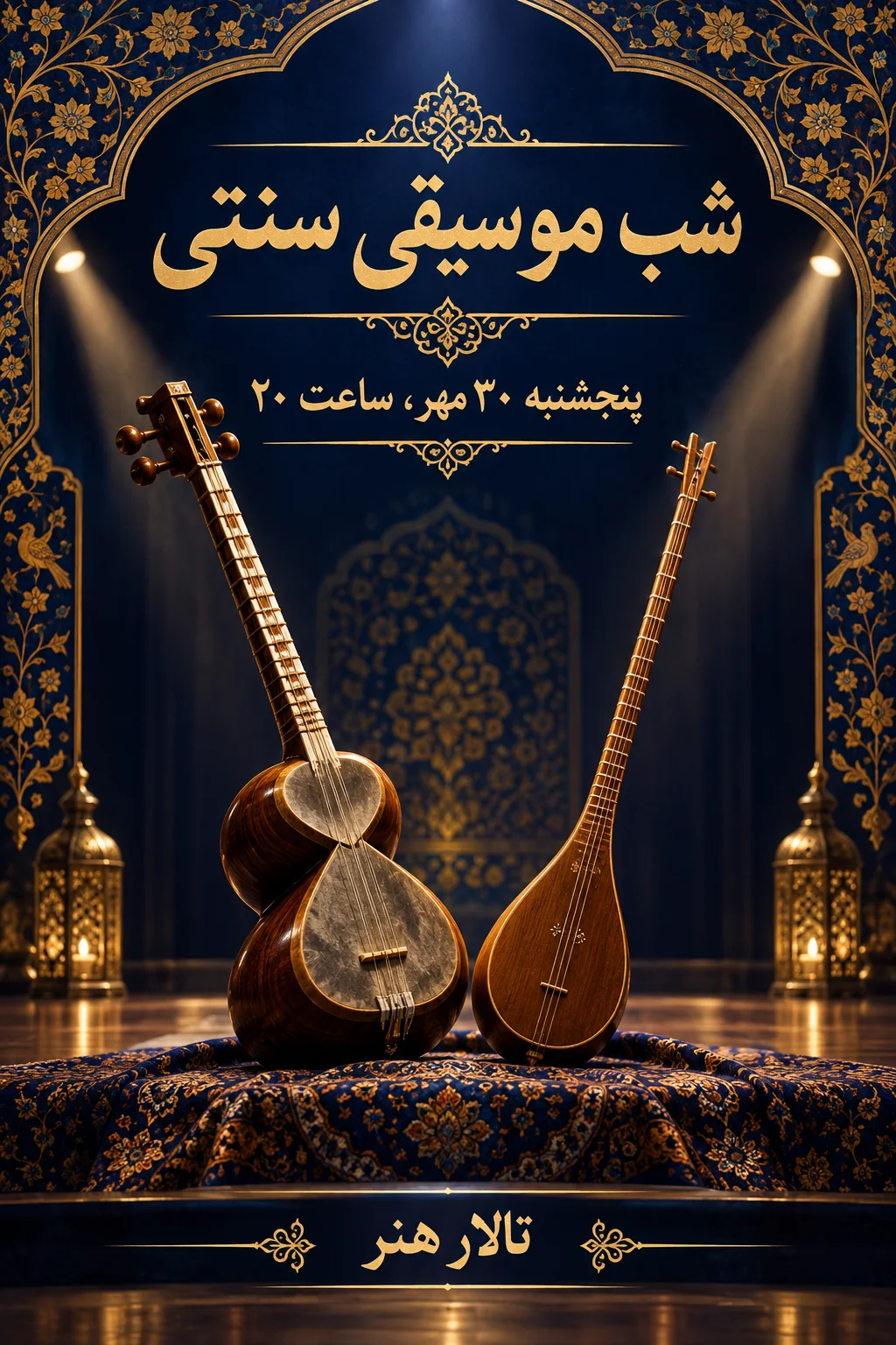پرامپت پوستر: پوستر کنسرت موسیقی سنتی ساخته‌شده با هوش مصنوعی در نقطه