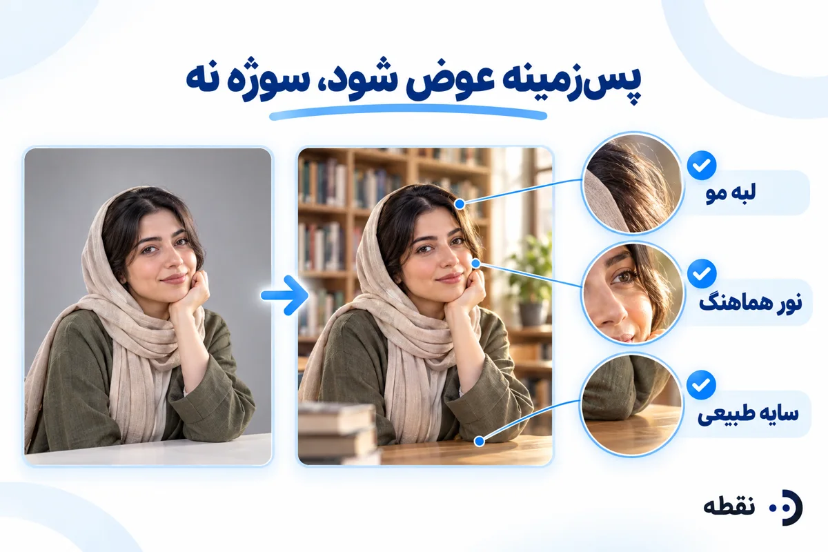 تغییر پس‌زمینه پرتره با نور و لبه‌های طبیعی