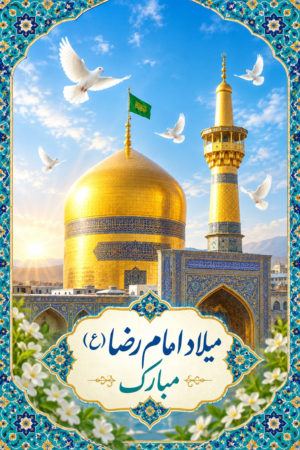 پرامپت پوستر: پوستر میلاد امام رضا (ع) ساخته‌شده با هوش مصنوعی در نقطه