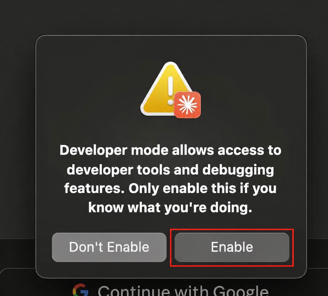 هشدار Developer Mode → Enable