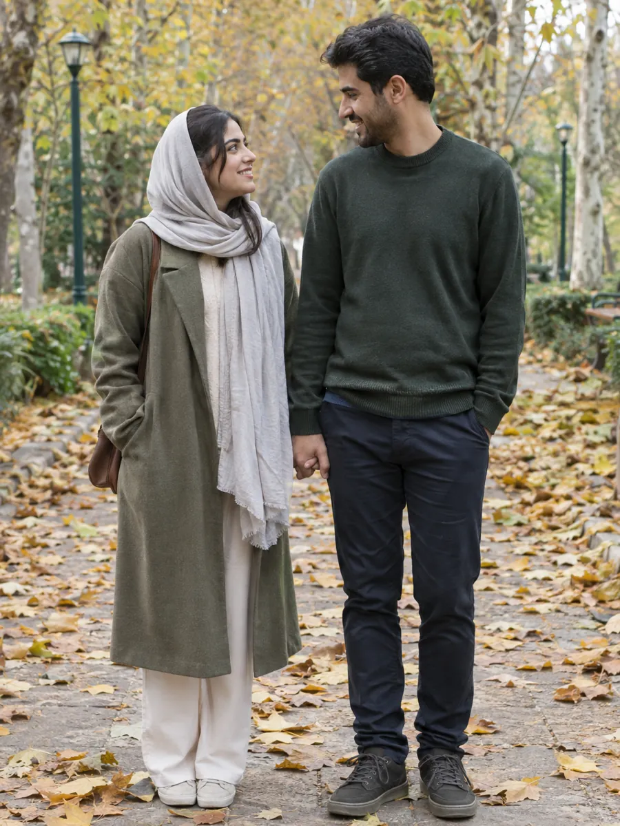 عکس دونفره در پارک پاییزی
