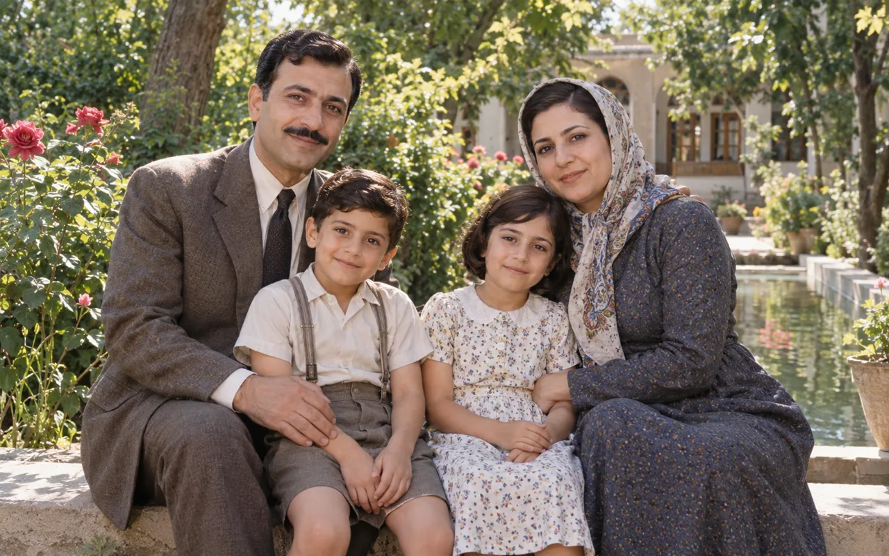 عکس خانوادگی سیاهوسفید که بهصورت طبیعی رنگی شده است