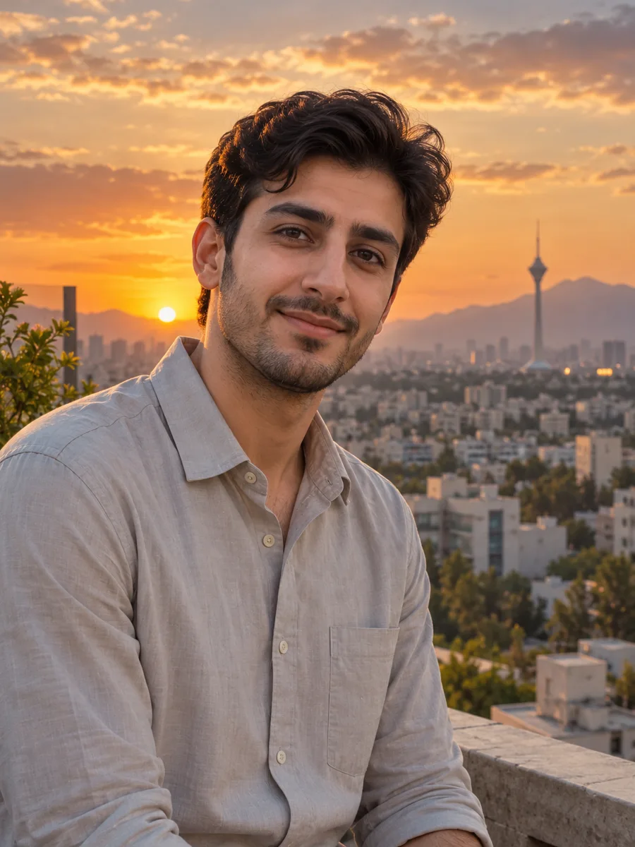 نمونه ادیت عکس با تغییر پس‌زمینه و نور در برنامه نقطه